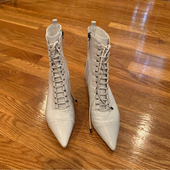 Alexandre Birman Millen White Lace up Leather Booties - Picture 3 of 14
